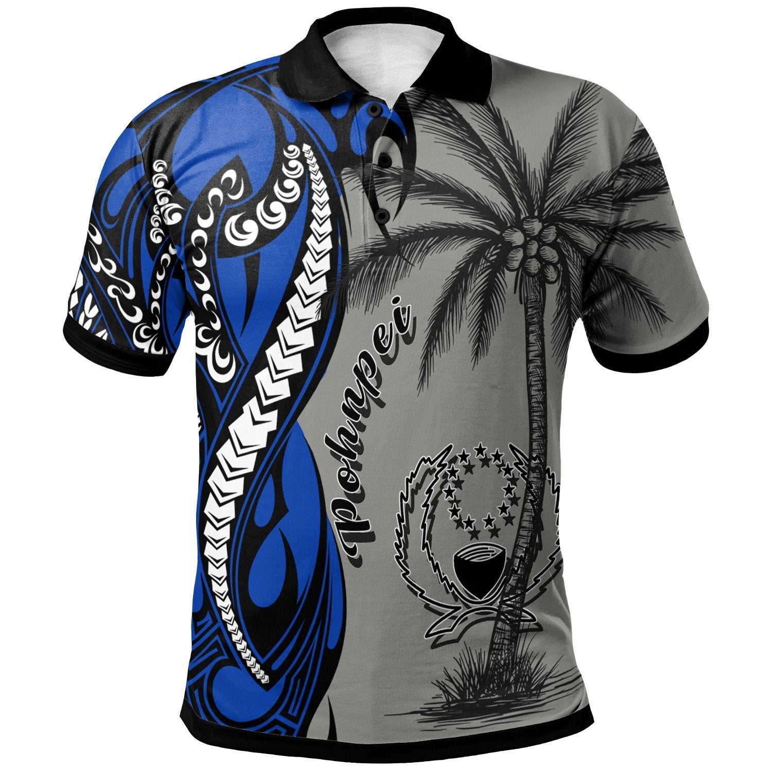 Pohnpei Polo Shirt Classical Coconut Tree Unisex Gray - Polynesian Pride