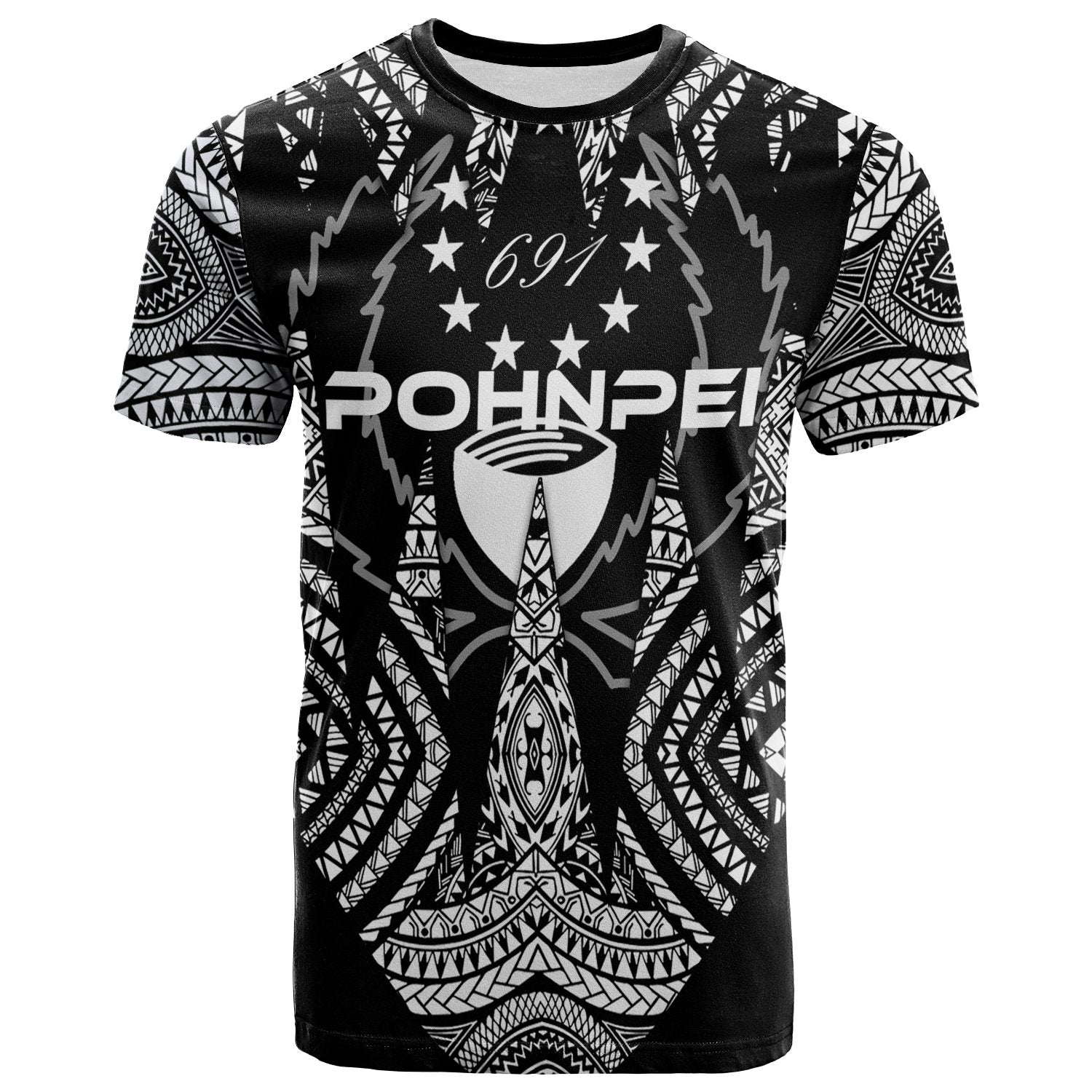 Pohnpei T Shirt Micronesian Teeth Shark Style White Unisex Black - Polynesian Pride