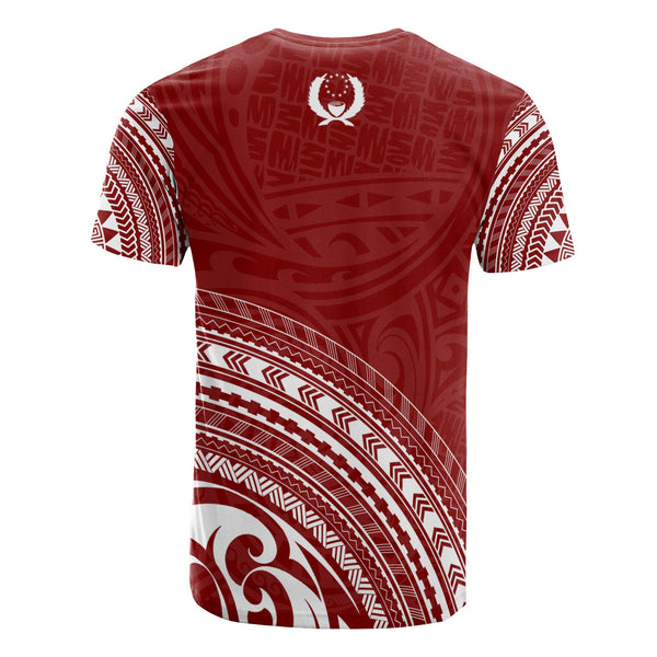 Pohnpei All Over T Shirt Pohnpei Flag Polynesian Tribal Red Version