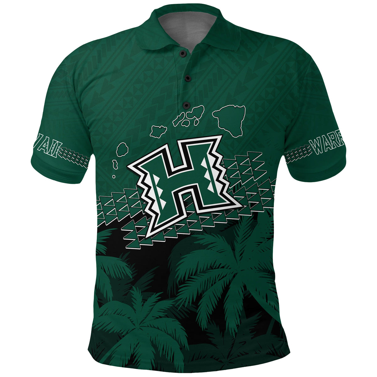 Custom Hawaii Rainbow Warriors Polo Shirt Laau Pama LT7 Black - Polynesian Pride
