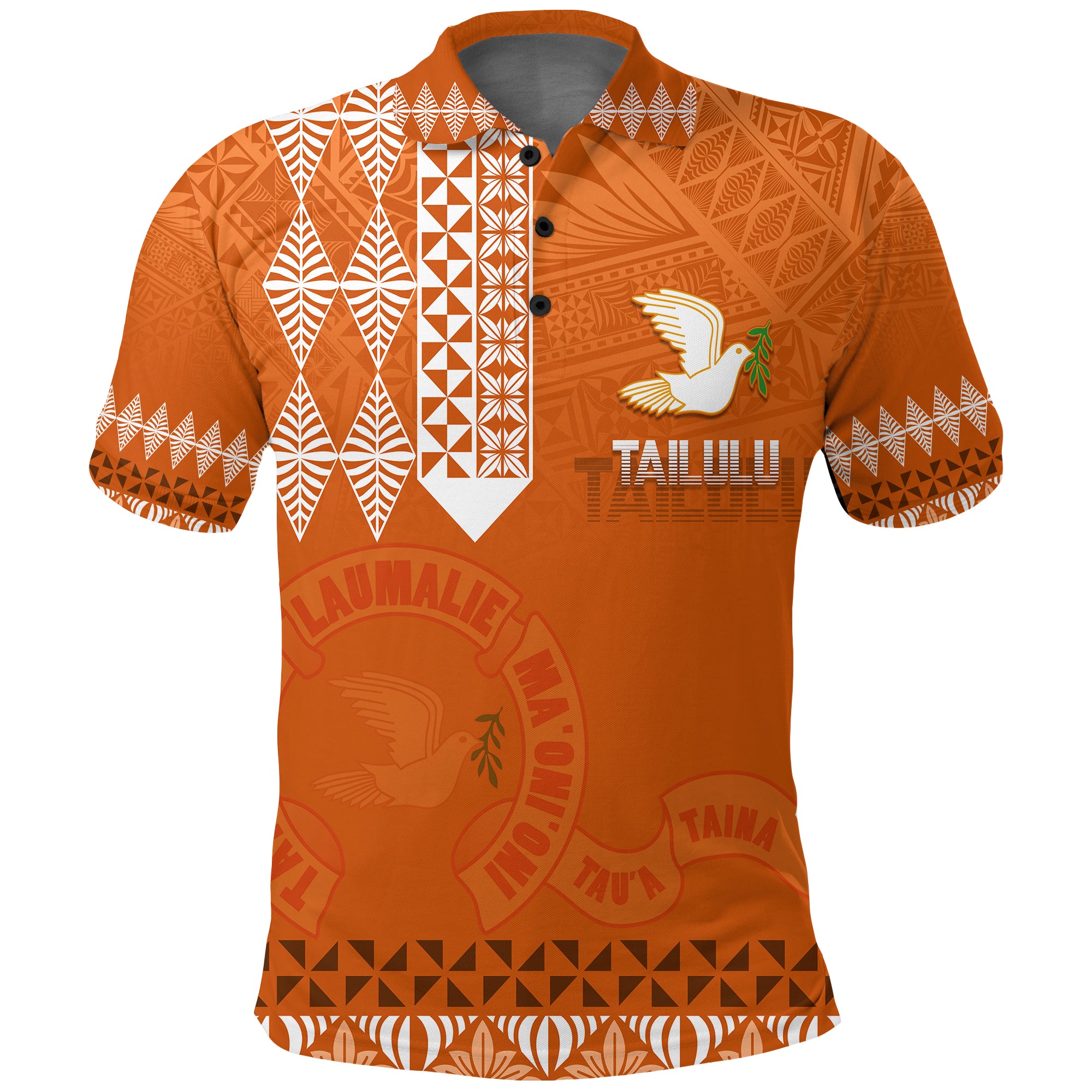 Custom Tonga Kolisi Tailulu Haapai Polo Shirt White Dove LT7 Unisex Orange - Polynesian Pride