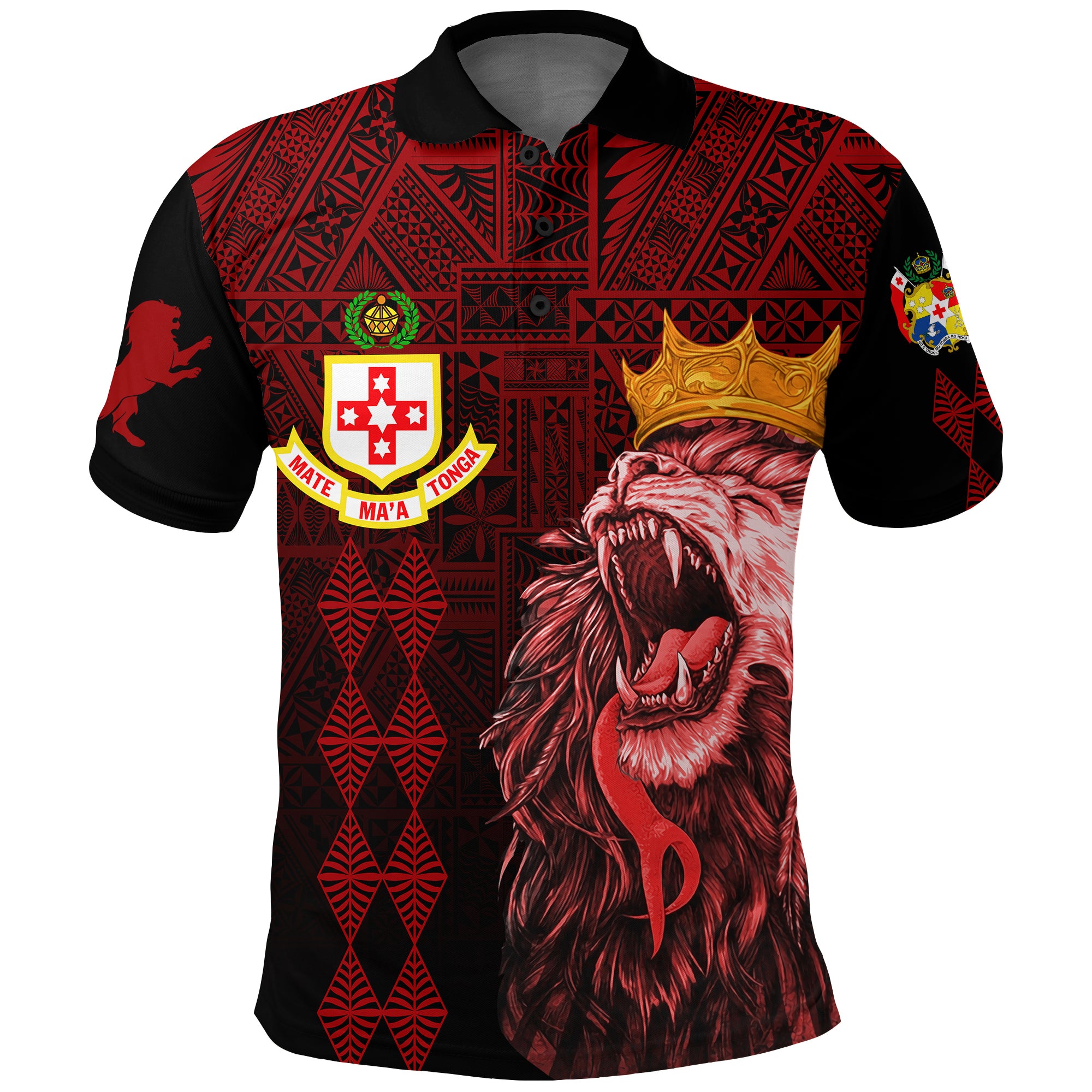 Custom Kolisi Tonga Atele Old Boys Polo Shirt Red Lions LT7 Unisex Red - Polynesian Pride