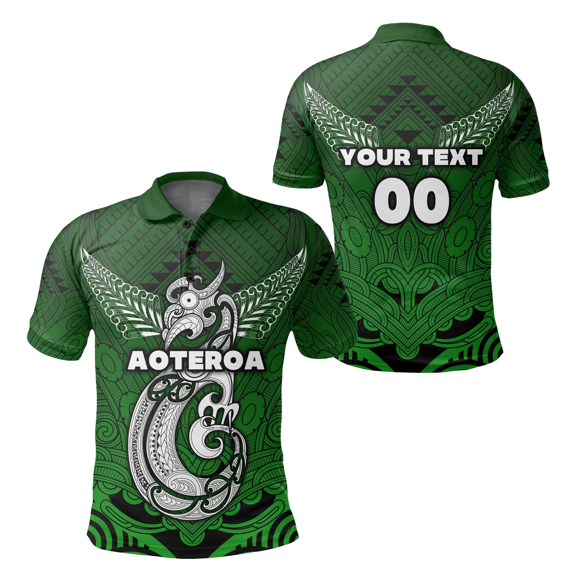 Custom New Zealand Maori Aotearoa Manania Polo Shirt Simple Sport Style Green LT16 Unisex Green - Polynesian Pride