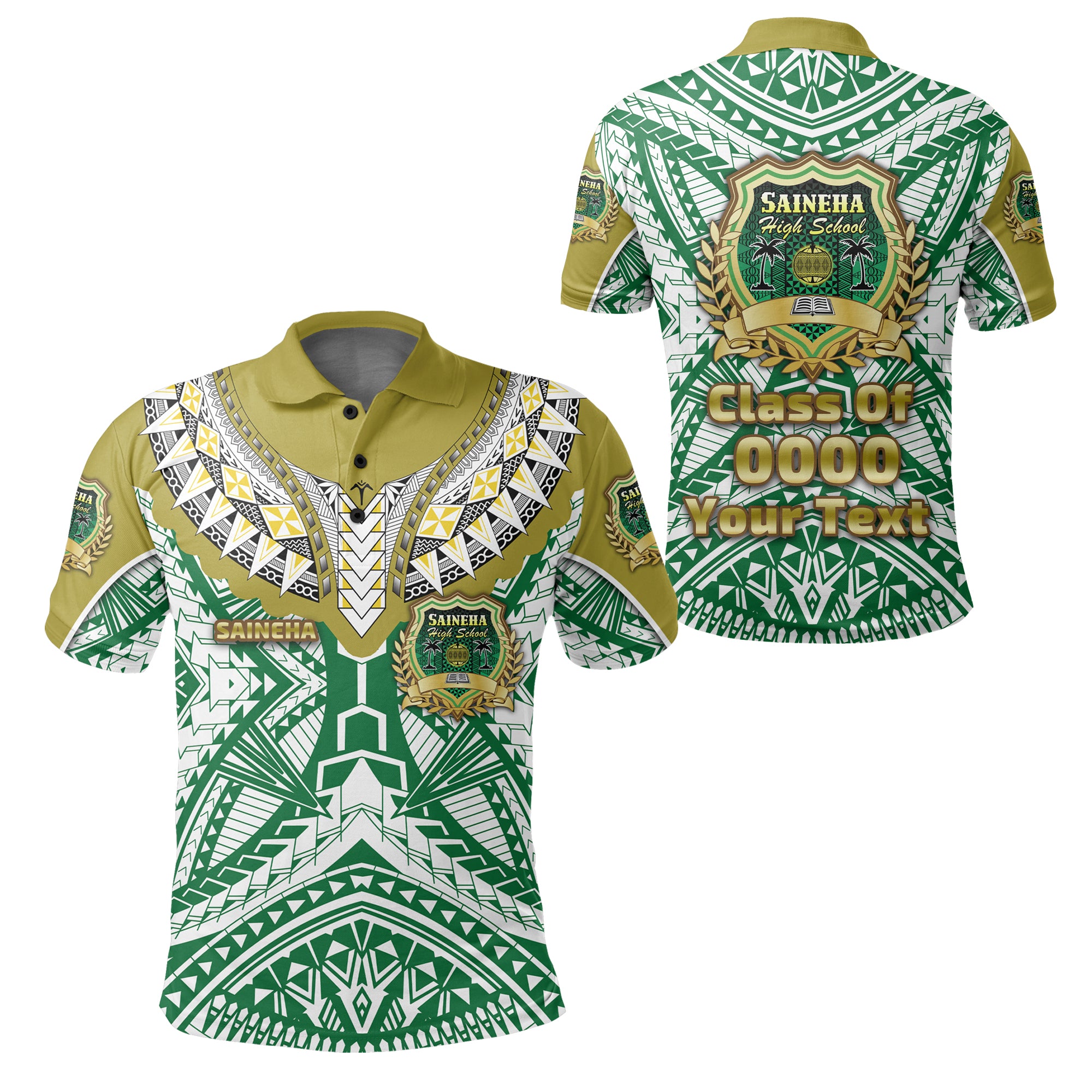 Custom Saineha Tonga Polo Shirt Polynesian Sport Style Special Class of LT16 Unisex Green - Polynesian Pride