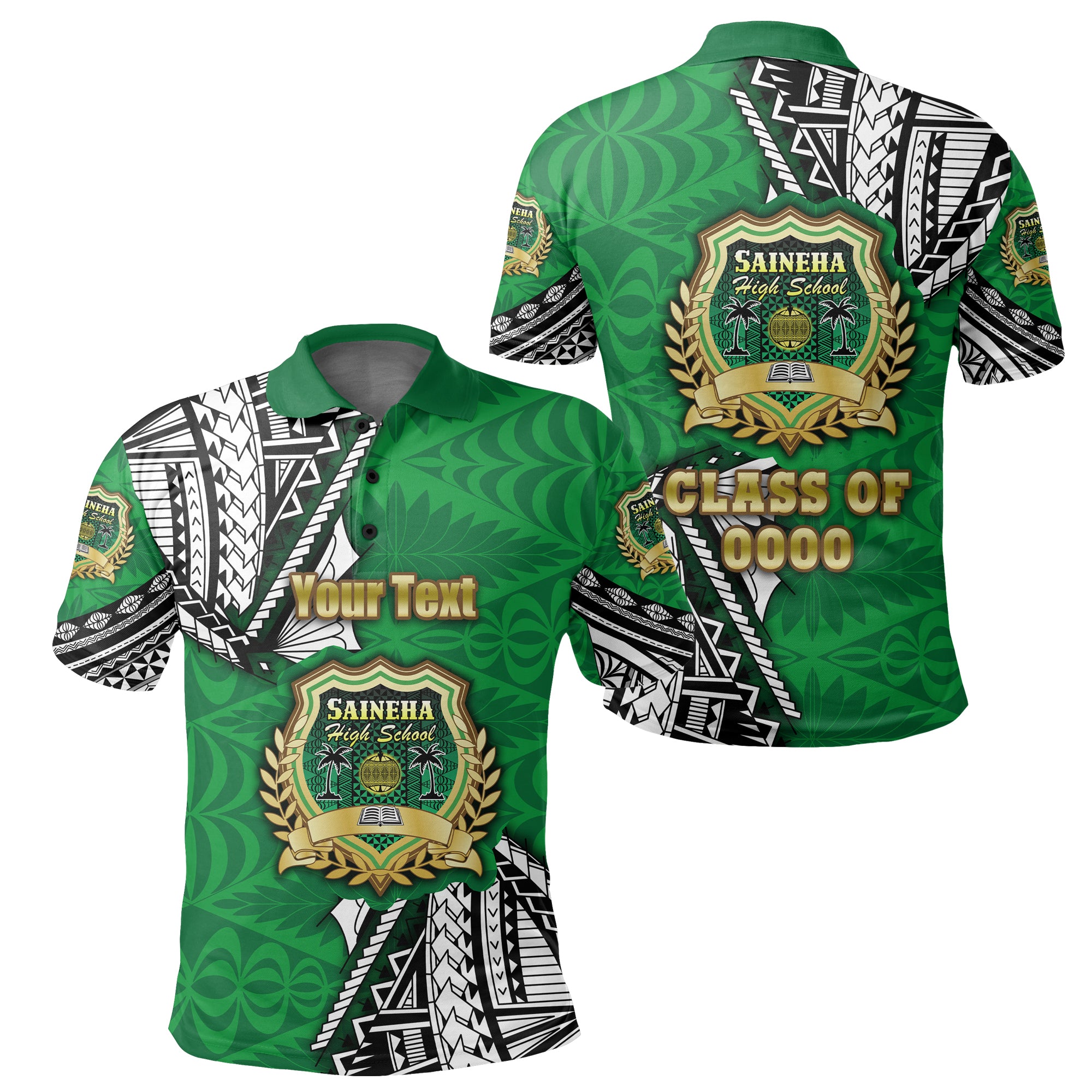 Custom Saineha Tonga Polo Shirt Polynesian Style Class of LT16 Unisex Green - Polynesian Pride