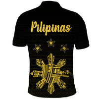 Philippines Eagle Barong Polo Shirt Filipino Eight Rayed Gold Sun LT9 - Polynesian Pride