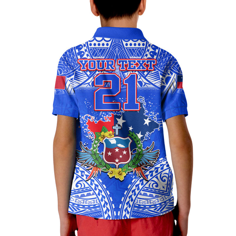 Custom Toa Samoa Polynesian Rugby Polo Shirt Samoan Flag Blue Color LT9 - Polynesian Pride