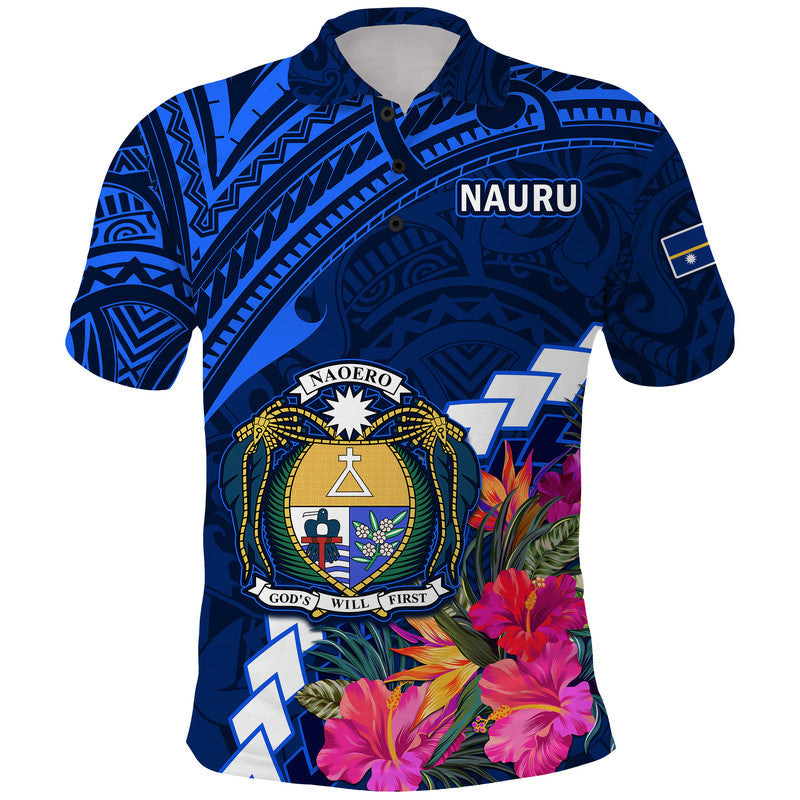 Nauru Coat of Arms Polo Shirt Polynesian Tropical LT9 Blue - Polynesian Pride