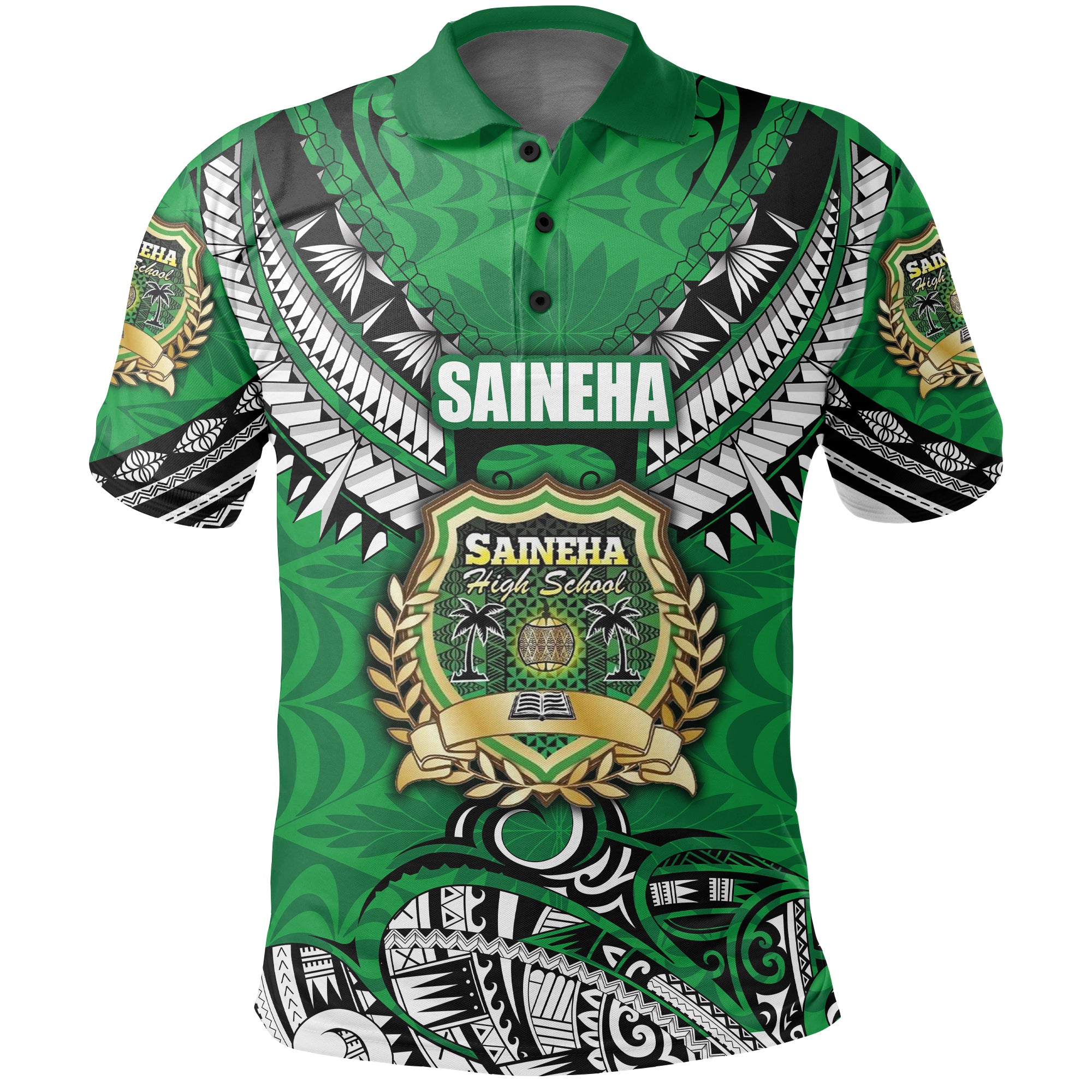 Saineha Tonga Polo Shirt Polynesian Style Class off 2010 LT16 Unisex Green - Polynesian Pride