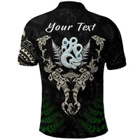 Custom Aotearoa Fern Polo Shirt Maori Manaia and Fish LT13 - Polynesian Pride