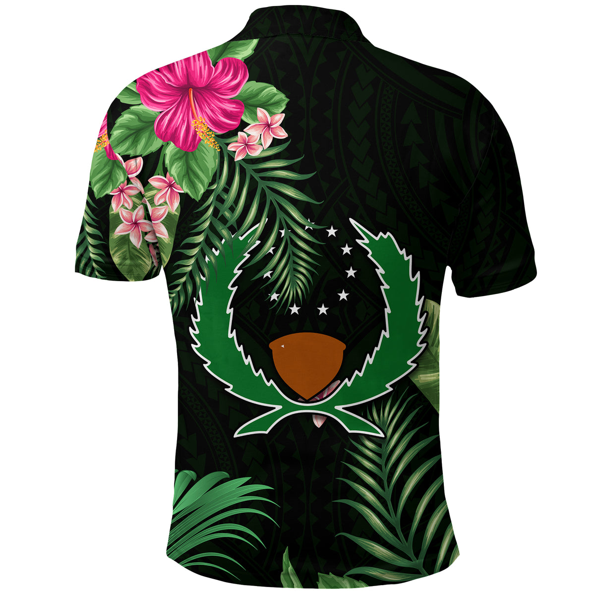 Pohnpei Micronesia Green Polo Shirt Tropical Flowers LT13 - Polynesian Pride