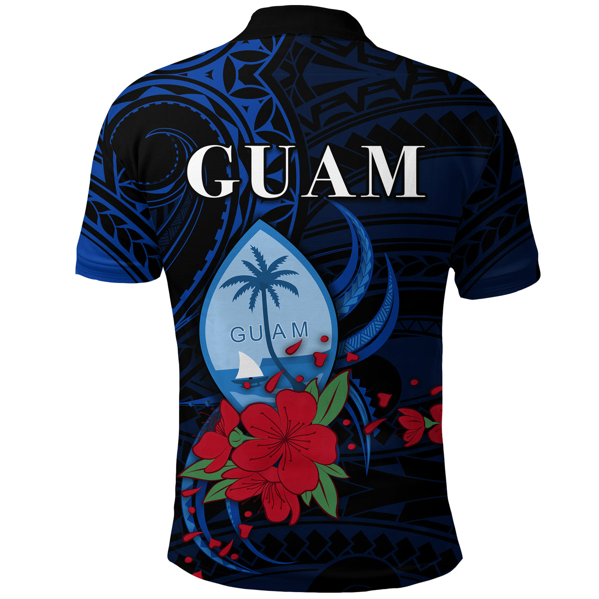 Guam Polo Shirt Polynesian Flowers LT13 - Polynesian Pride