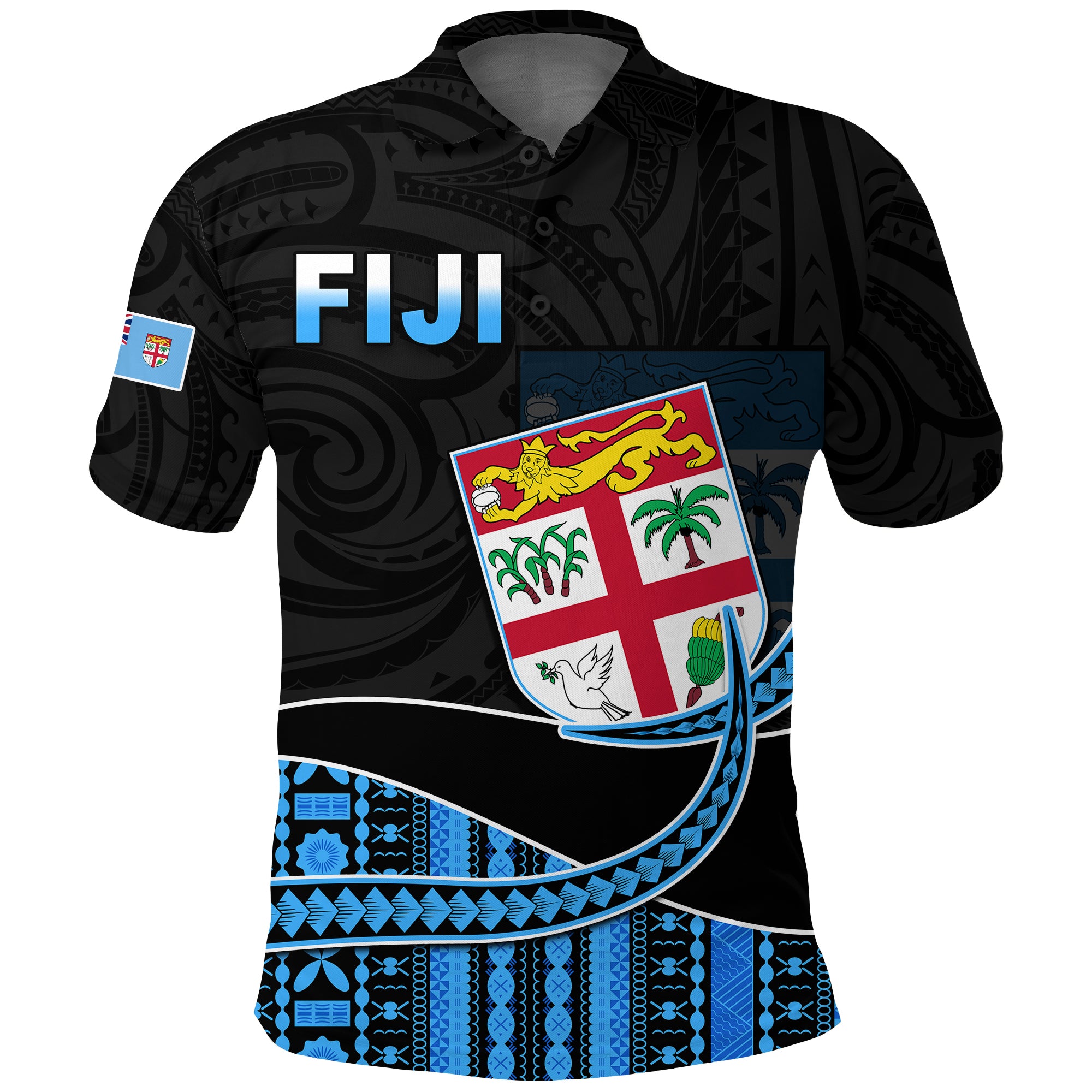 Fiji Polynesian Polo Shirt Featured Fijian Lovers LT13 Unisex Black - Polynesian Pride