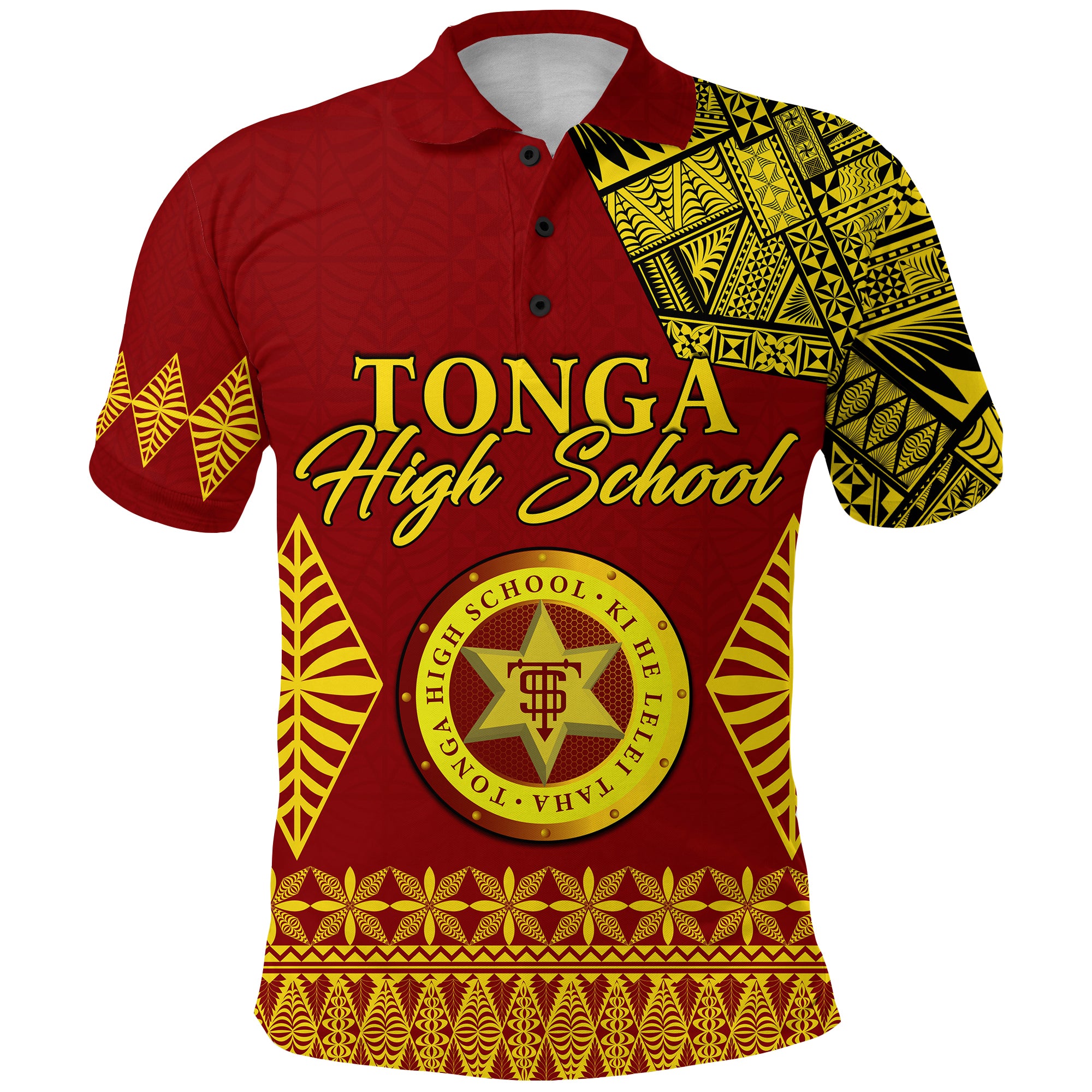 Tonga High School Polo Shirt Tongan Ngatu LT13 Unisex Red - Polynesian Pride