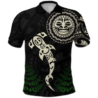 Custom Aotearoa Fern Polo Shirt Maori Manaia and Fish LT13 - Polynesian Pride