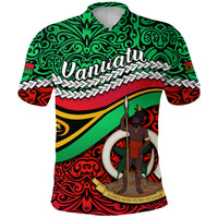 Proud Vanuatu Polo Shirt Pattern Mix Flag LT13 Unisex Green - Polynesian Pride