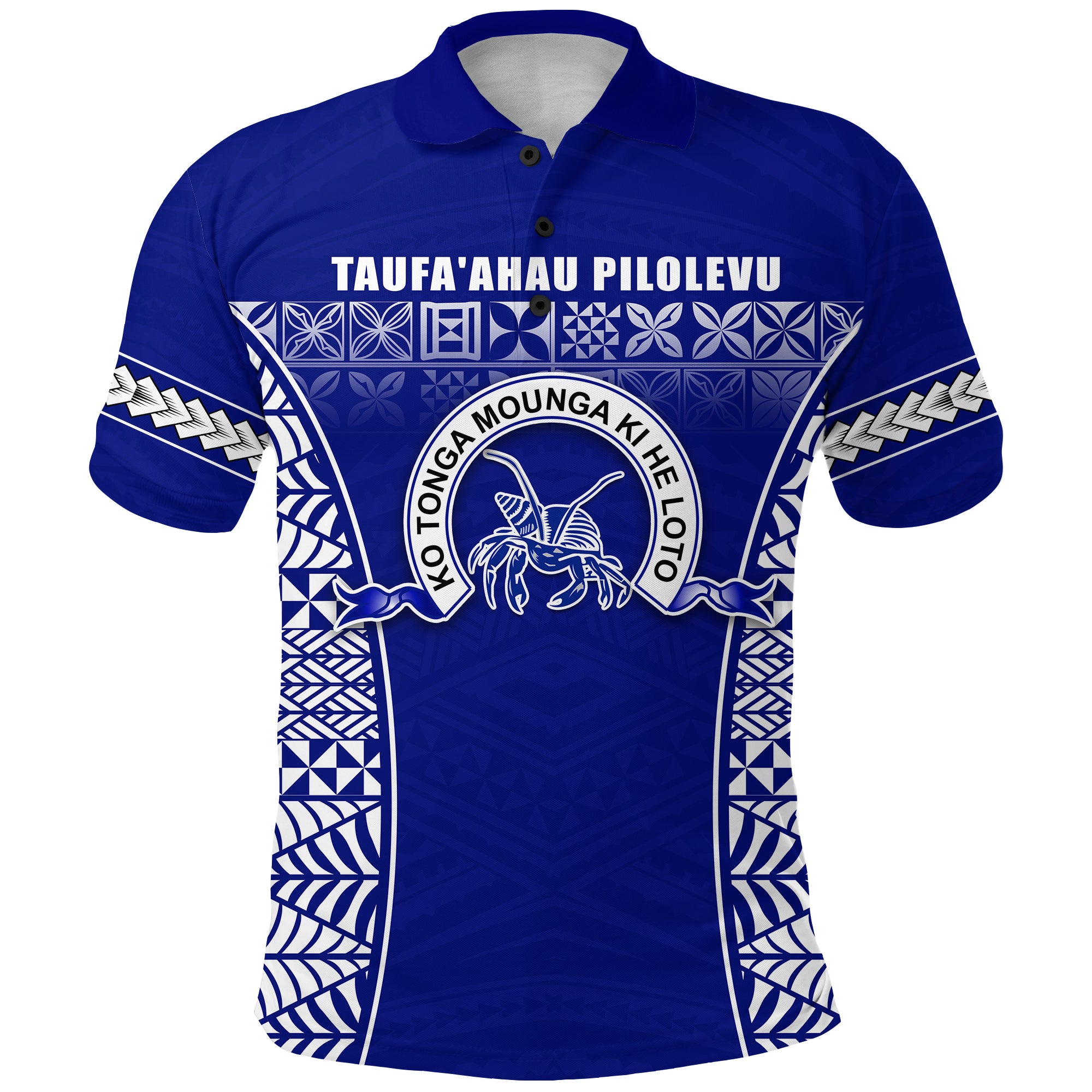 Taufaahau Pilolevu Polo Shirt Ngatu Tongan LT13 Unisex Blue - Polynesian Pride