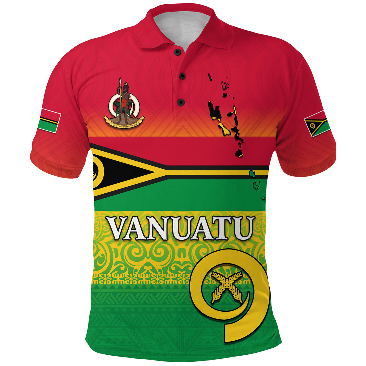 Vanuatu Color Polo Shirt Six Provinces and Map LT13 Red - Polynesian Pride