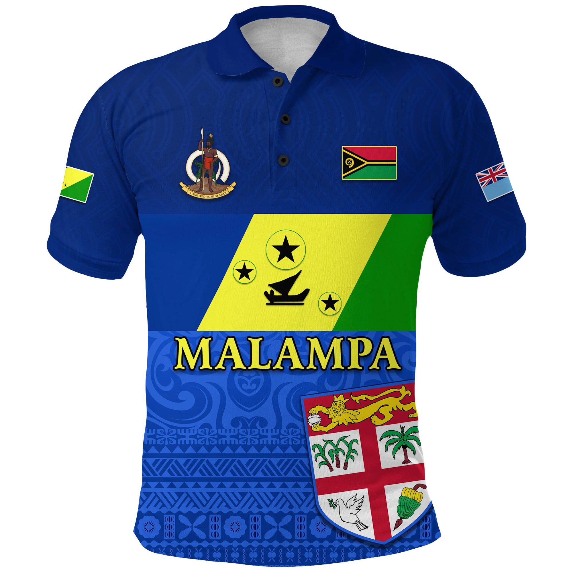 Malampa Fiji Day Polo Shirt Vanuatu Proud LT13 Unisex Blue - Polynesian Pride