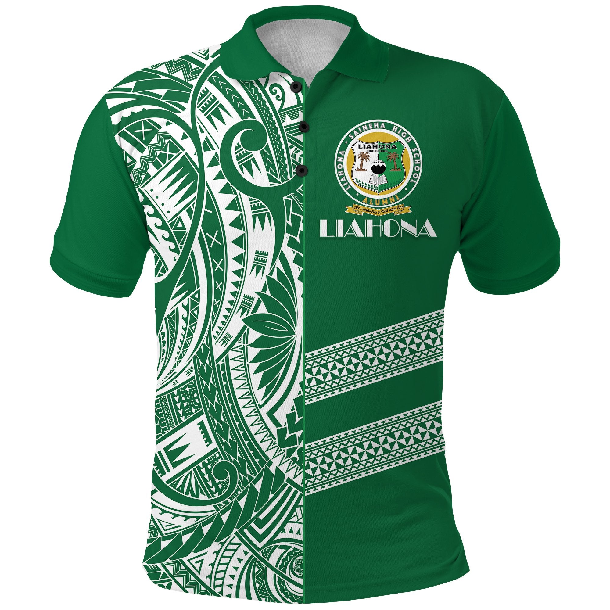 Liahona High School Polo Shirt Fresh Tonga Unisex Green - Polynesian Pride