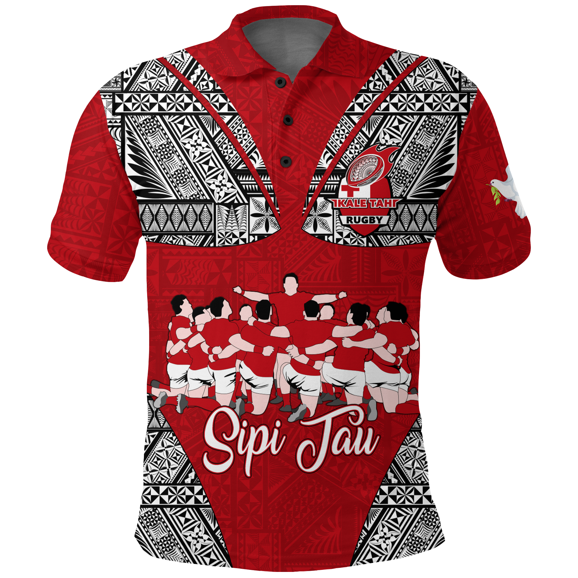 Tonga Rugby Ikale Tahi Sipi Tau Polo Shirt LT2 RED - Polynesian Pride