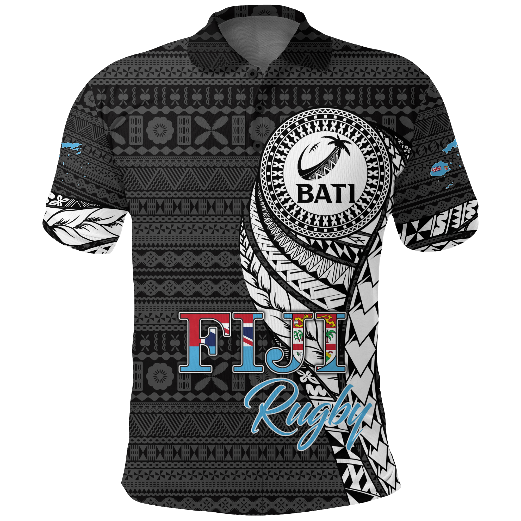 Custom Fiji Rugby Bati Tapa Pattern Polo Shirt LT2 - Polynesian Pride