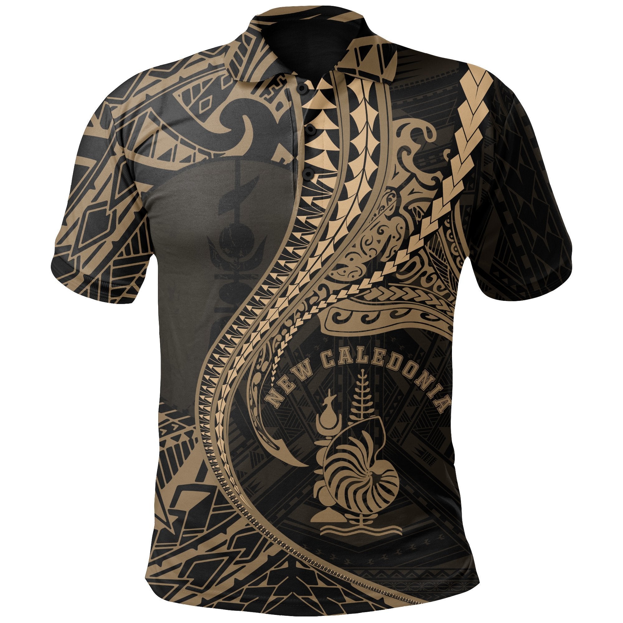 New Caledonia Polo Shirt Kanaky Flag Coat Of Arms Kanaloa Tatau Gen NC Unisex Black - Polynesian Pride