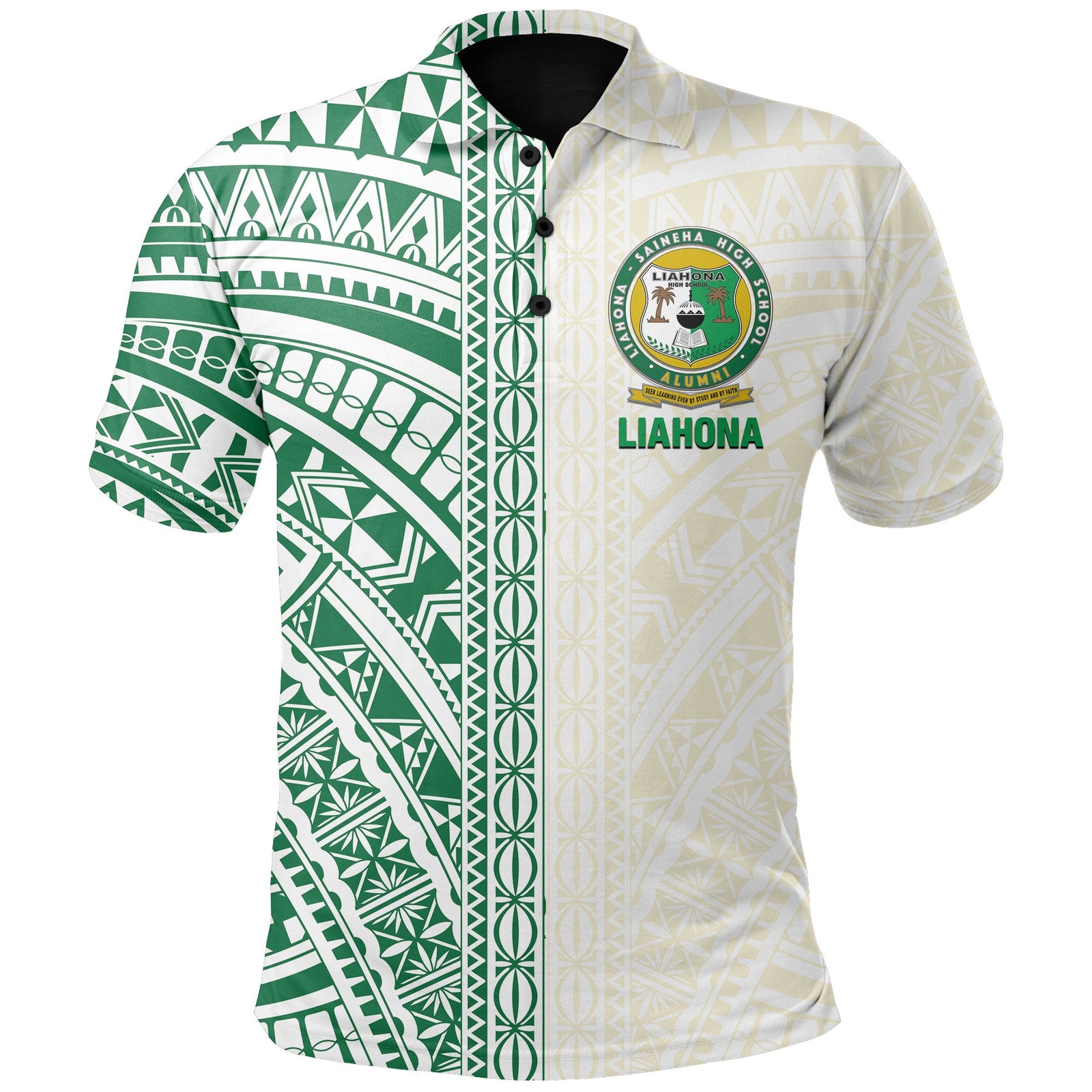 Liahona High School Polo Shirt - Polynesian Half Style Unisex Green - Polynesian Pride