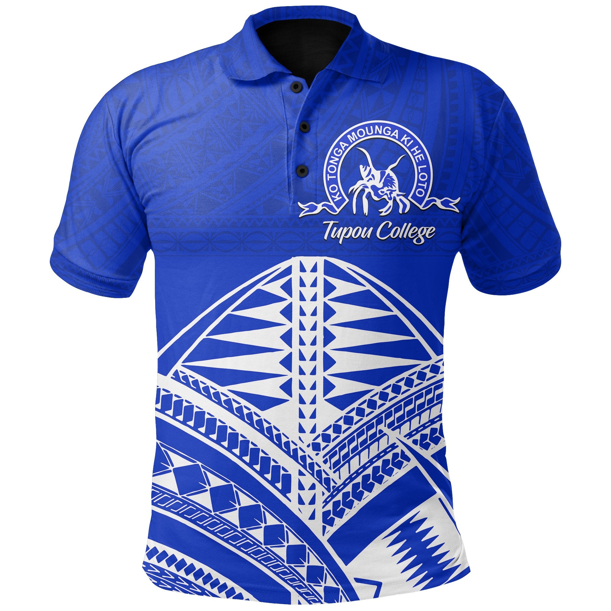 Toloa Tonga Polo Shirt Tupou College Unisex Blue - Polynesian Pride