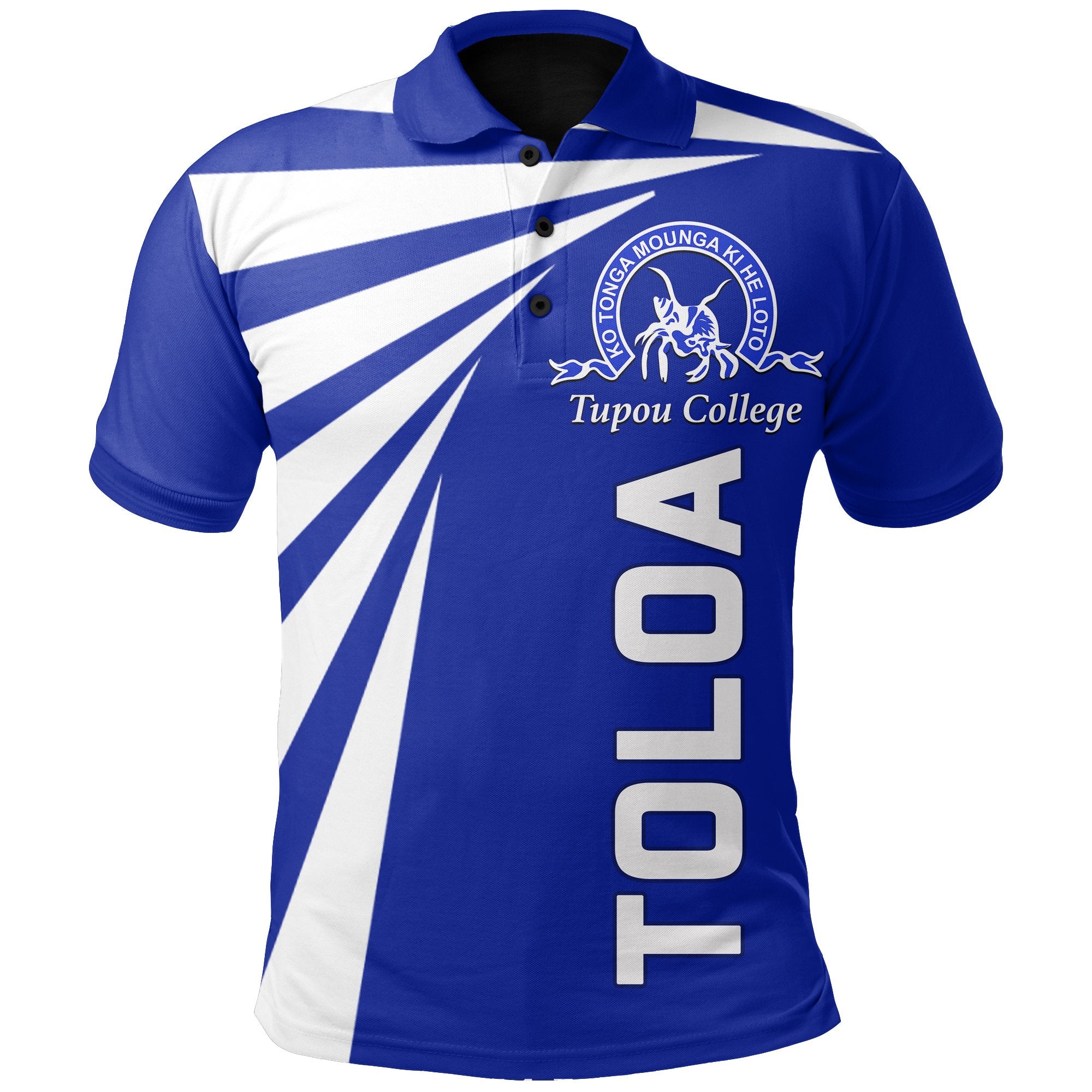 Tupou College Toloa Polo Shirt Tornado Version Unisex Blue - Polynesian Pride