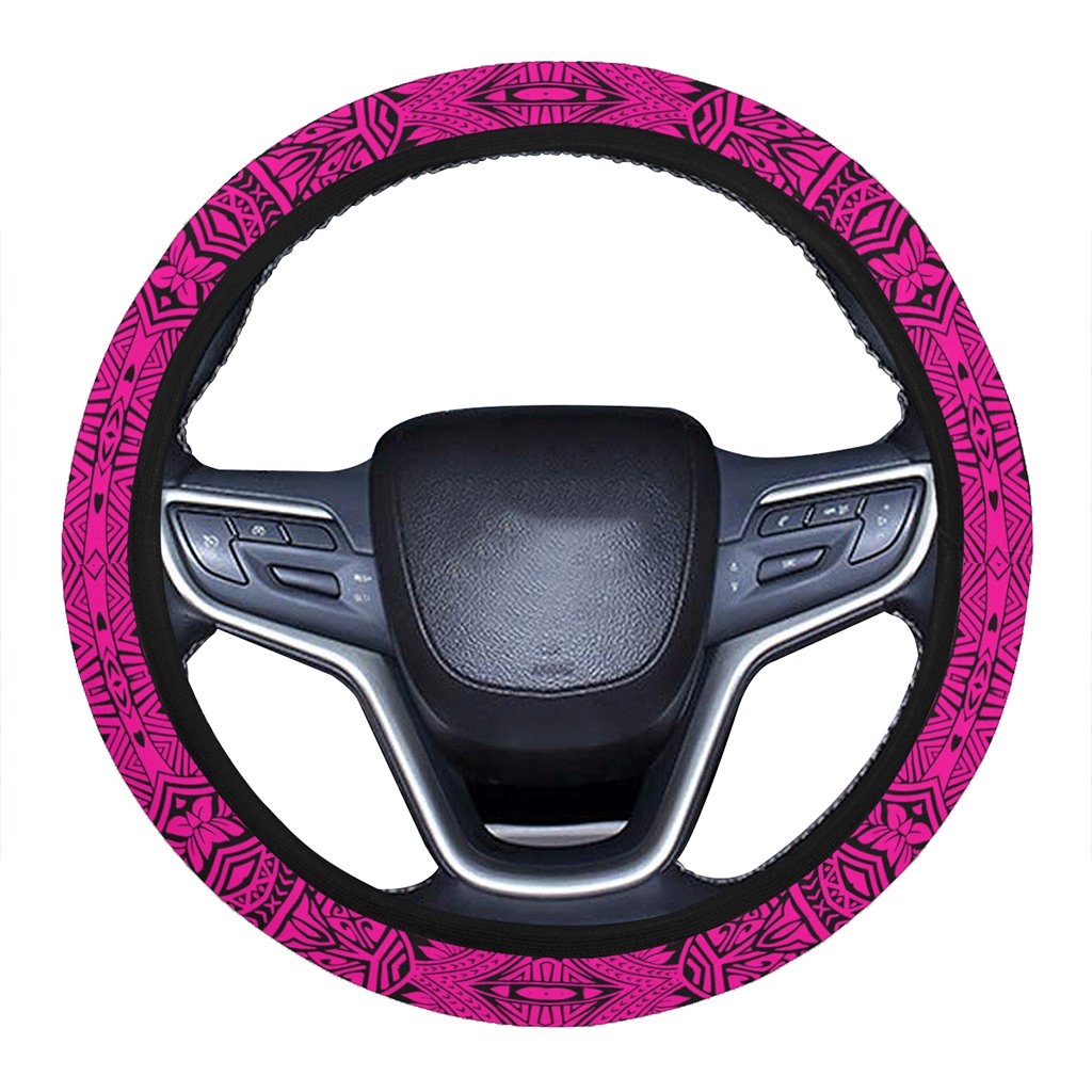 Polynesian Culture Pink Hawaii Steering Wheel Cover with Elastic Edge One Size Pink Steering Wheel Cover - Polynesian Pride