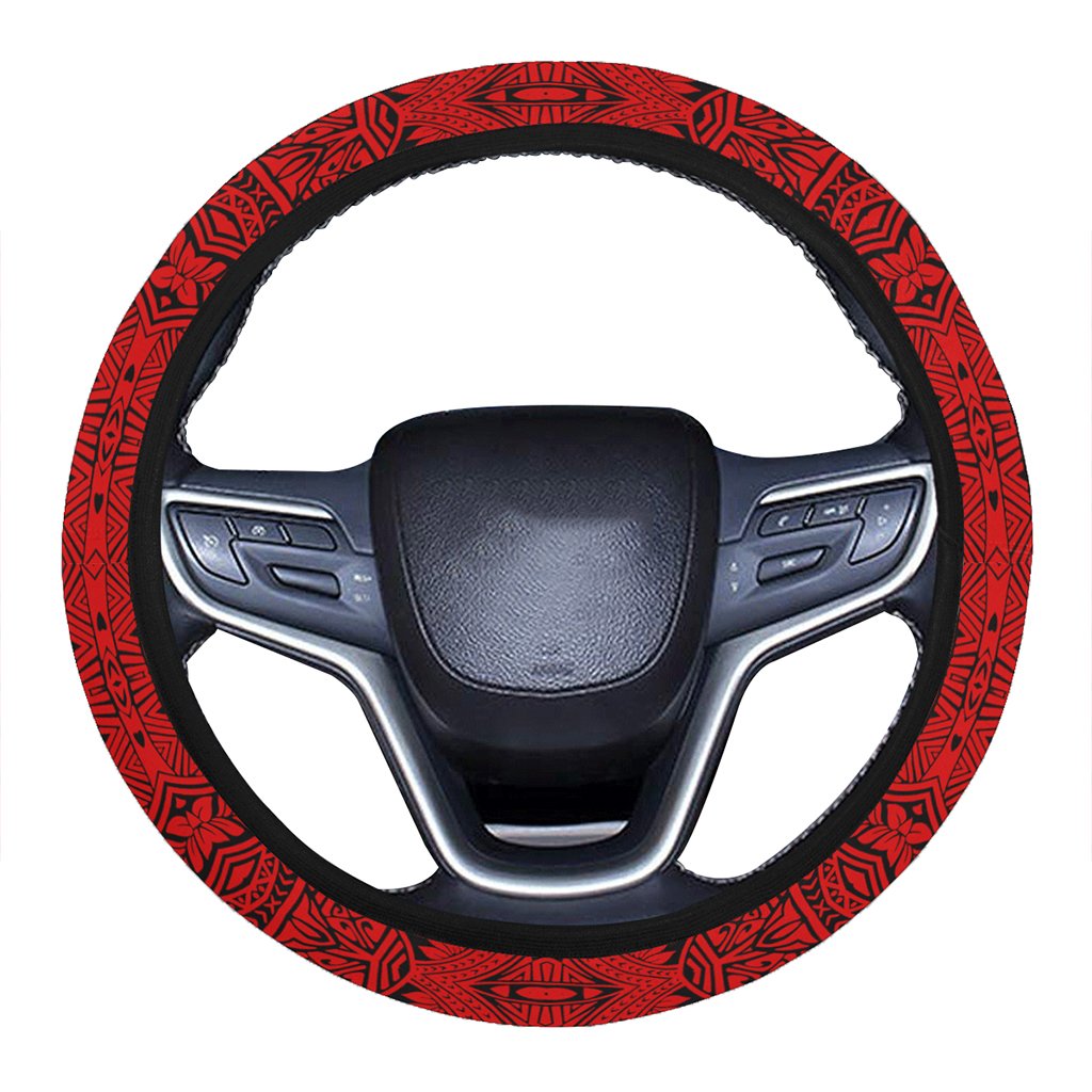 Polynesian Culture Red Hawaii Steering Wheel Cover with Elastic Edge One Size Red Steering Wheel Cover - Polynesian Pride