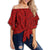 Polynesian Culture Red Hawaii Women's Off Shoulder Wrap Waist Top Red Female - Polynesian Pride