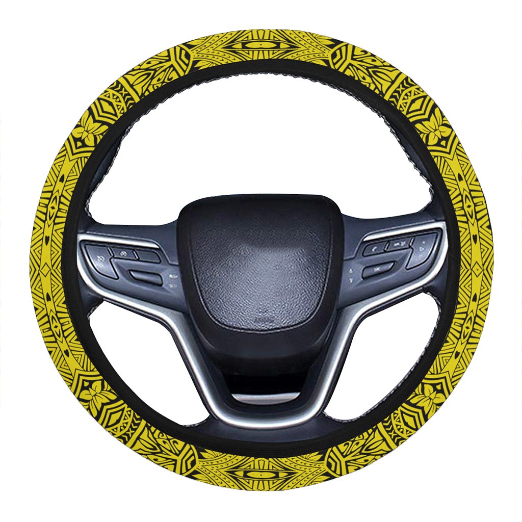 Polynesian Culture Yellow Hawaii Steering Wheel Cover with Elastic Edge One Size Yellow Steering Wheel Cover - Polynesian Pride