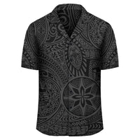 Polynesian Hawaiian Style Tribal Tattoo Gray Hawaiian Shirt - Cultural Art - Polynesian Pride