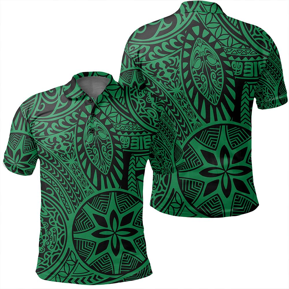 Unisex Polynesian Hawaiian Style Tribal Tattoo Green Polo Shirt Unisex Art - Polynesian Pride