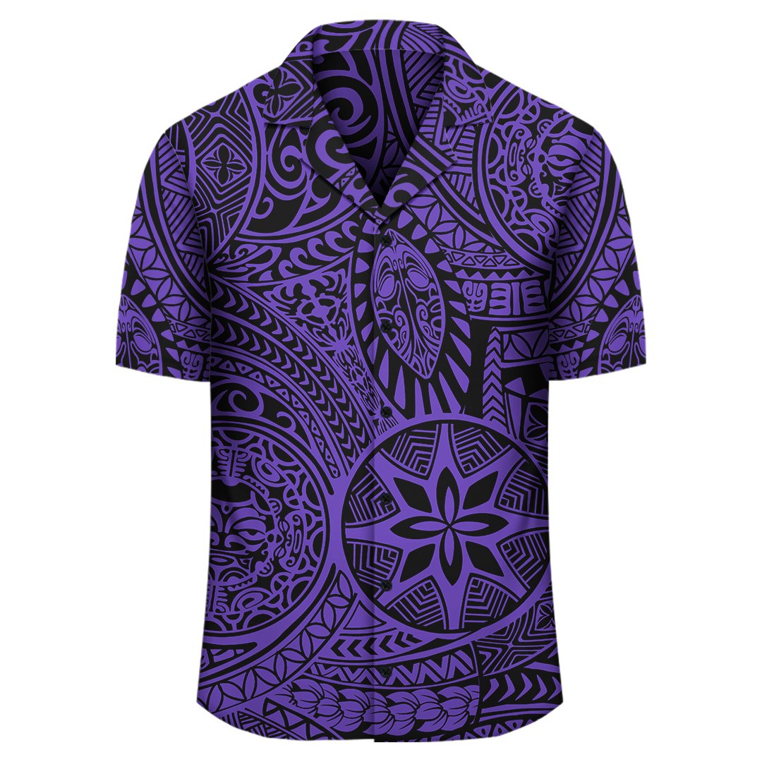 Polynesian Hawaiian Style Tribal Tattoo Violet Hawaiian Shirt - Polynesian Pride