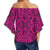 Polynesian Kakau Turtle Pink Hawaii Women's Off Shoulder Wrap Waist Top - Polynesian Pride