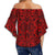 Polynesian Kakau Turtle Red Hawaii Women's Off Shoulder Wrap Waist Top - Polynesian Pride