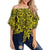 Polynesian Kakau Turtle Yellow Hawaii Women's Off Shoulder Wrap Waist Top Yellow Female - Polynesian Pride