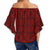 Polynesian Lauhala Mix Red Hawaii Women's Off Shoulder Wrap Waist Top - Polynesian Pride