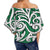 Polynesian Maori Ethnic Ornament Green Hawaii Women's Off Shoulder Wrap Waist Top - Polynesian Pride