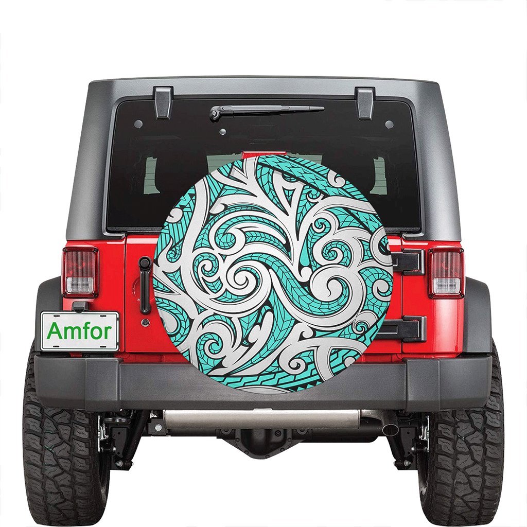 Polynesian Maori Ethnic Ornament Turquoise Hawaii Spare Tire Cover - Polynesian Pride