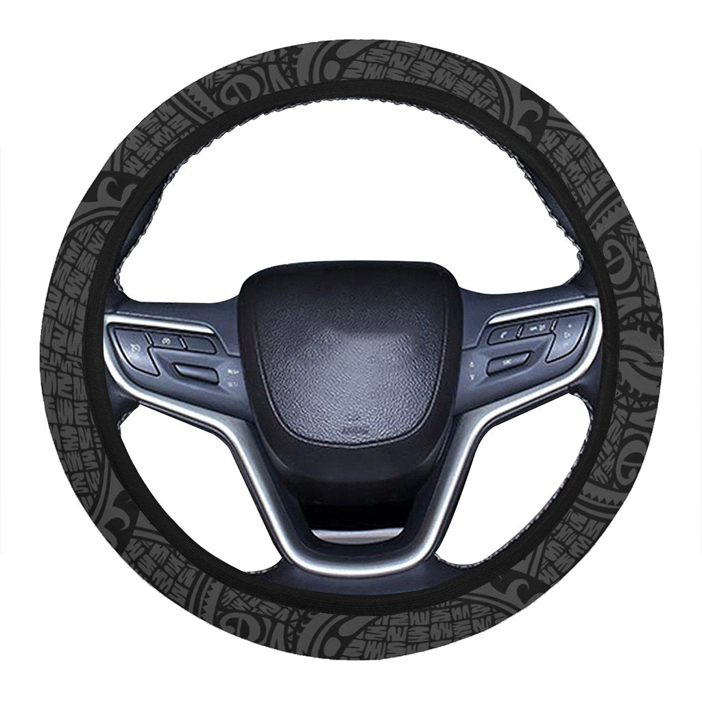 Polynesian Maori Lauhala Gray Hawaii Steering Wheel Cover with Elastic Edge One Size Steering Wheel Cover Gray - Polynesian Pride