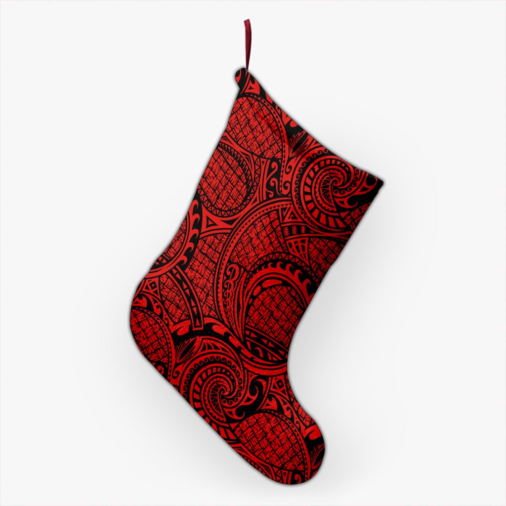 Polynesian Maori Lauhala Red Christmas Stocking 26 X 42 cm Red Christmas Stocking - Polynesian Pride