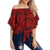 Polynesian Maori Lauhala Red Hawaii Women's Off Shoulder Wrap Waist Top Red Female - Polynesian Pride