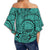 Polynesian Maori Lauhala Turquoise Hawaii Women's Off Shoulder Wrap Waist Top - Polynesian Pride