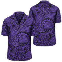 Polynesian Maori Lauhala Violet Hawaiian Shirt Black - Polynesian Pride