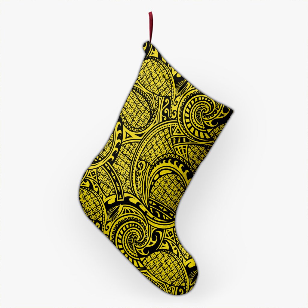 Polynesian Maori Lauhala Yellow Christmas Stocking 26 X 42 cm Yellow Christmas Stocking - Polynesian Pride