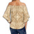 Polynesian Plumeria Mix Gold Hawaii Women's Off Shoulder Wrap Waist Top - Polynesian Pride